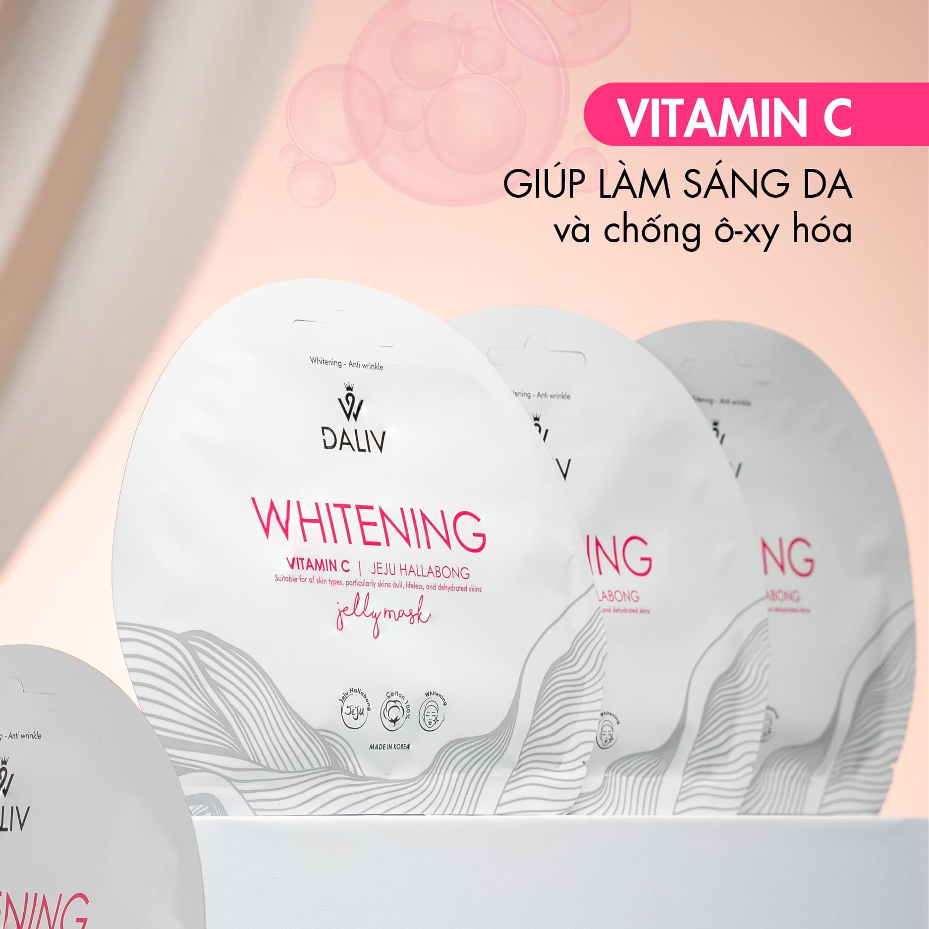 Mặt nạ dưỡng da Vitamin C và Leju Hallabong của DALIIV giúp làm sáng, chống oxy hóa, phù hợp mọi loại da.