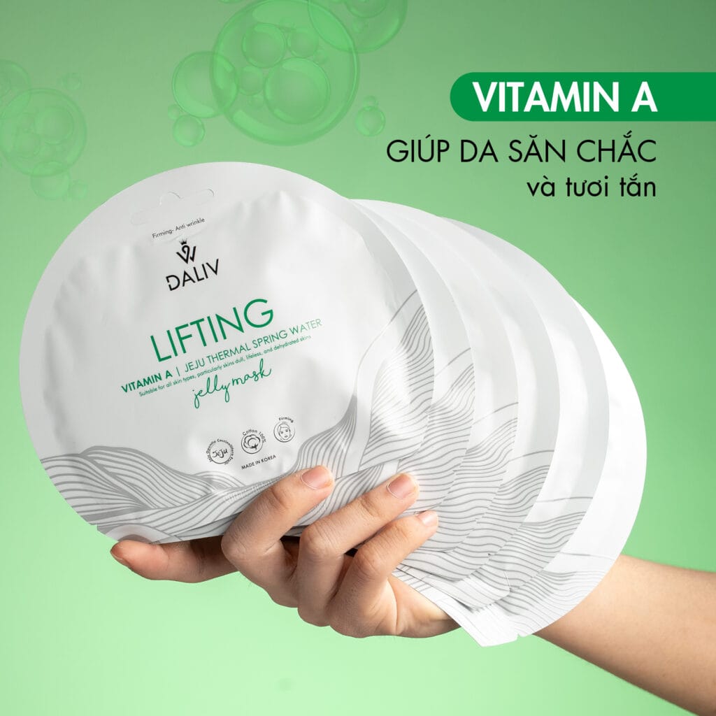 Dưỡng da săn chắc, tươi trẻ với mặt nạ gel chứa Vitamin A, phù hợp mọi loại da.